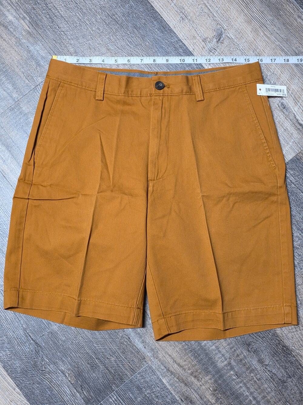 Amazon Essentials Mens Shorts Size 32 Nutmeg Brown Cotton Chino Flat Front NWT